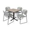 Regency TB3030BE44GY Cain 30" Square Breakroom Table In Beige & 4 Zeng Stack Chairs In Grey