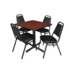 Regency TB3030CH29BK Cain 30" Square Breakroom Table In Cherry & 4 Restaurant Stack Chairs In Black