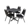 Regency TB3030GY29BK Cain 30" Square Breakroom Table In Grey & 4 Restaurant Stack Chairs In Black