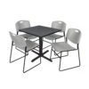 Regency TB3030GY44GY Cain 30" Square Breakroom Table In Grey & 4 Zeng Stack Chairs In Grey