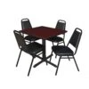 Regency TB3030MH29BK Cain 30" Square Breakroom Table In Mahogany & 4 Restaurant Stack Chairs In Black