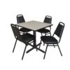 Regency TB3030PL29BK Cain 30" Square Breakroom Table In Maple & 4 Restaurant Stack Chairs In Black