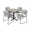 Regency TB3030PL44GY Cain 30" Square Breakroom Table In Maple & 4 Zeng Stack Chairs In Grey