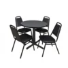 Regency TB30RNDGY29BK Cain 30" Round Breakroom Table In Grey & 4 Restaurant Stack Chairs In Black