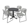 Regency TB30RNDGY44GY Cain 30" Round Breakroom Table In Grey & 4 Zeng Stack Chairs In Grey