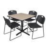 Regency TB3636BE44BK Cain 36" Square Breakroom Table In Beige & 4 Zeng Stack Chairs In Black