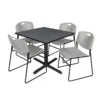 Regency TB3636GY44GY Cain 36" Square Breakroom Table In Grey & 4 Zeng Stack Chairs In Grey