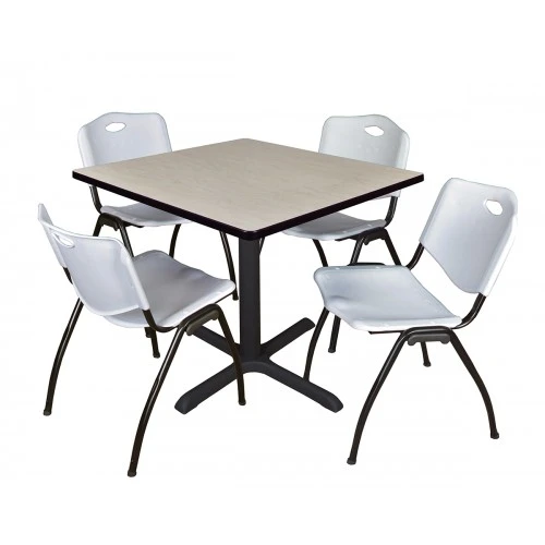 Regency TB3636PL47GY Cain 36" Square Breakroom Table In Maple & 4 'M' Stack Chairs In Grey 1 Regency TB3636PL47GY Cain 36" Square Breakroom Table In Maple & 4 'M' Stack Chairs In Grey