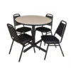 Regency TB36RNDBE29BK Cain 36" Round Breakroom Table In Beige & 4 Restaurant Stack Chairs In Black