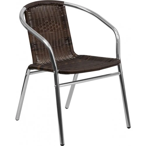 Flash Furniture TLH-020-GG Aluminum And Dark Brown Rattan Indoor-Outdoor Restaurant Chair 1 Flash Furniture TLH-020-GG Aluminum And Dark Brown Rattan Indoor-Outdoor Restaurant Chair