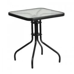 Flash Furniture TLH-073A-1-GG Square Tempeglass Table In Black