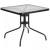 Flash Furniture TLH-073A-2-GG Square Tempeglass Table In Black