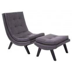 Office Star TSN51-PD26 Tustin Lounge Chair And Ottoman Set In Pewter