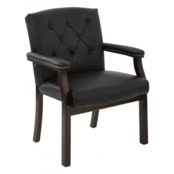 Officestar TV233-3 Traditional Visitors Chair With Padded Arms In Black