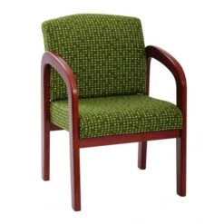 Officestar WD380-K103 Medium Oak Finish Visitors Chair In Herb