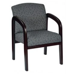 Officestar WD383-K102 Fabric Mahogany Finish Wood Visitor Chair In Ash