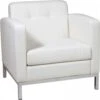 Office Star Wall Street Arm Chair White Faux Leather WST51A-W32