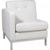Office Star Wall Street Arm Chair LAF White Faux Leather WST51LF-W32