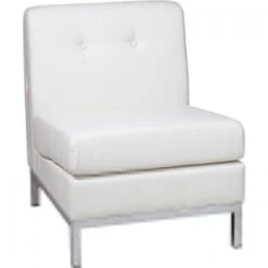 Office Star Wall Street Armless Chair White Faux Leather WST51N-W32