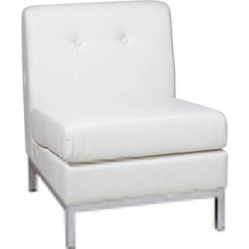 Office Star Wall Street Armless Chair White Faux Leather WST51N-W32 1 Office Star Wall Street Armless Chair White Faux Leather WST51N-W32