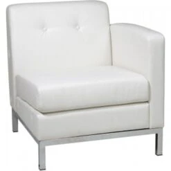 Office Star Wall Street Arm Chair RAF White Faux Leather WST51RF-W32