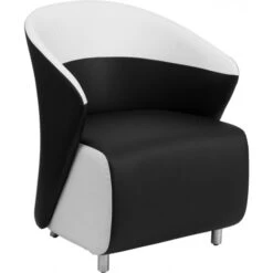 Flash Furniture ZB-7-GG Black Leather Reception Chairwith White Detailing