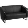 Flash Furniture ZB-8803-2-LS-BK-GG HERCULES Gallant Series Contemporary Black Leather Loveseat With Stainless Steel Frame