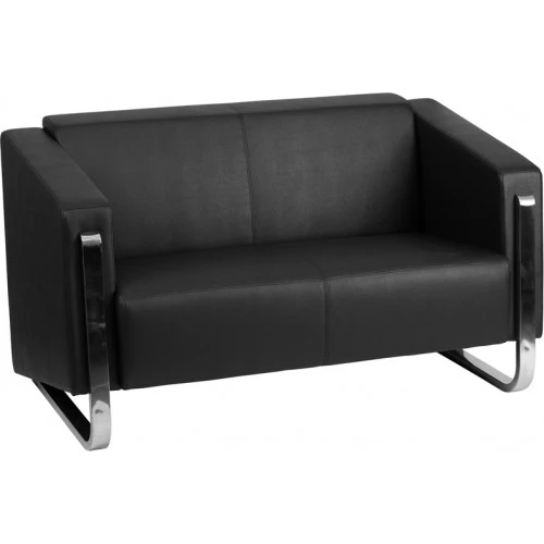 Flash Furniture ZB-8803-2-LS-BK-GG HERCULES Gallant Series Contemporary Black Leather Loveseat With Stainless Steel Frame 1 Flash Furniture ZB-8803-2-LS-BK-GG HERCULES Gallant Series Contemporary Black Leather Loveseat With Stainless Steel Frame