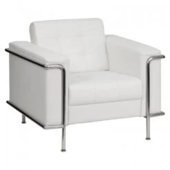 Flash Furniture Hercules Lesley Series Contemporary White Leather Chair With Encasing Frame ZB-LESLEY-8090-CHAIR-WH-GG