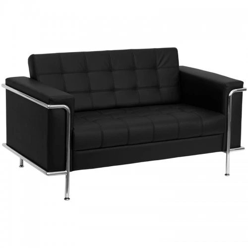 Flash Furniture Hercules Lesley Series Contemporary Black Leather Love Seat With Encasing Frame ZB-LESLEY-8090-LS-BK-GG 1 Flash Furniture Hercules Lesley Series Contemporary Black Leather Love Seat With Encasing Frame ZB-LESLEY-8090-LS-BK-GG