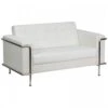 Flash Furniture Hercules Lesley Series Contemporary White Leather Love Seat With Encasing Frame ZB-LESLEY-8090-LS-WH-GG