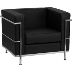 Flash Furniture HERCULES Regal Series Contemporary Black Leather Chair With Encasing Frame ZB-REGAL-810-1-CHAIR-BK-GG