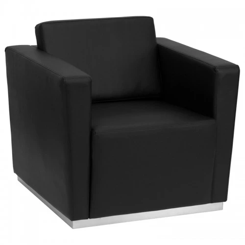 Flash Furniture Hercules Trinity Series Contemporary Black Leather Chair With Stainless Steel Base ZB-TRINITY-8094-CHAIR-BK-GG 1 Flash Furniture Hercules Trinity Series Contemporary Black Leather Chair With Stainless Steel Base ZB-TRINITY-8094-CHAIR-BK-GG