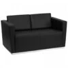 Flash Furniture Hercules Trinity Series Contemporary Black Leather Love Seat With Stainless Steel Base ZB-TRINITY-8094-LS-BK-GG